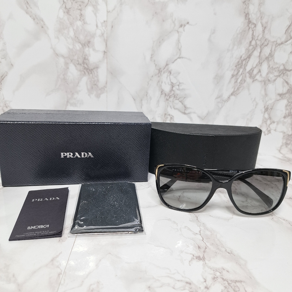 Prada Black Cat Eye SPR 01OSA Acetate Sunglasses - Picture 2 of 9